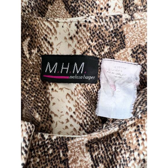 Vintage 90s Y2K MHM Microsuede Rattlesnake Print Fitted Jacket Blazer SZ L - Picture 6 of 6